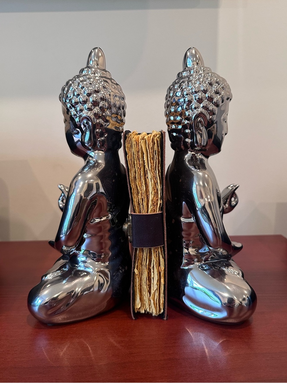 Pier 1 Imports Silver Buddha Statues Bookends Pair of Two (2) - Picture 10 of 10